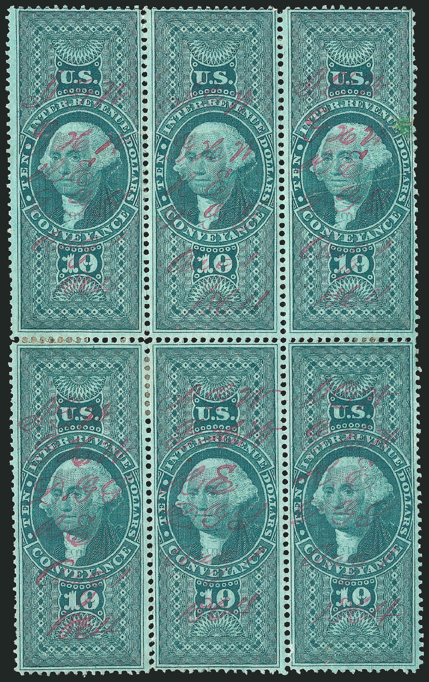 Price of US Stamp Scott Catalog #R94 - US$10.00 1862 Revenue Conveyance. Robert Siegel Auction Galleries, Dec 2014, Sale 1089, Lot 442