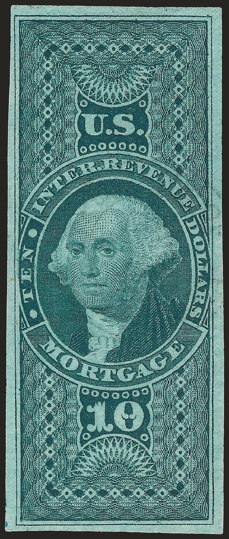 US Stamp Value Scott Cat. # R95: 1862 US$10.00 Revenue Mortgage. Robert Siegel Auction Galleries, Jun 2010, Sale 992, Lot 2677