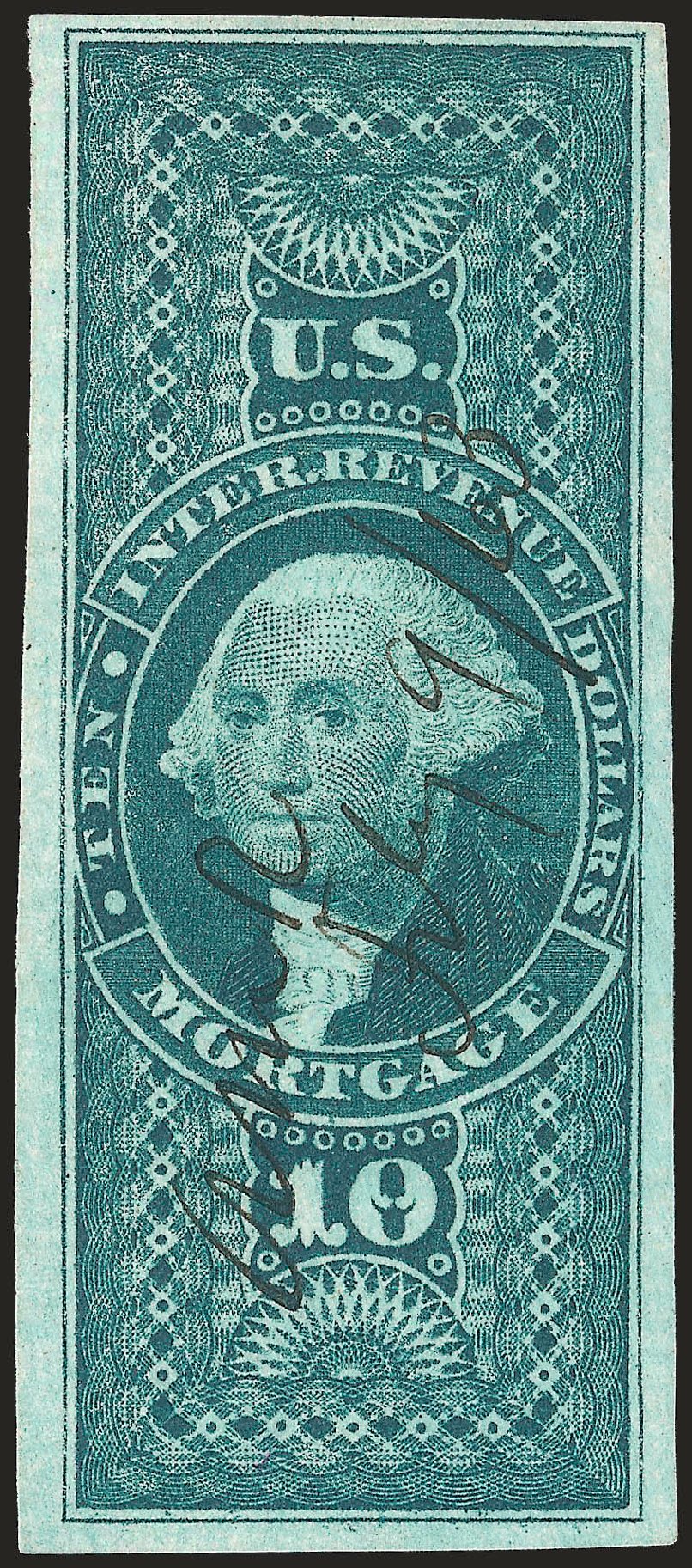 Cost of US Stamps Scott Cat. #R95: US$10.00 1862 Revenue Mortgage. Robert Siegel Auction Galleries, Jun 2009, Sale 975, Lot 2298