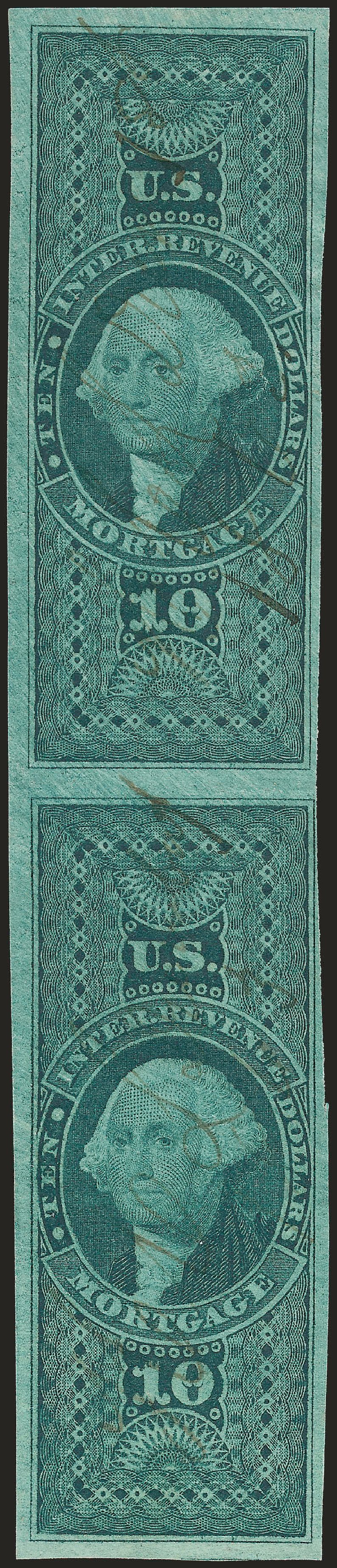 Prices of US Stamp Scott #R95 - US$10.00 1862 Revenue Mortgage. Robert Siegel Auction Galleries, Dec 2009, Sale 982, Lot 6202