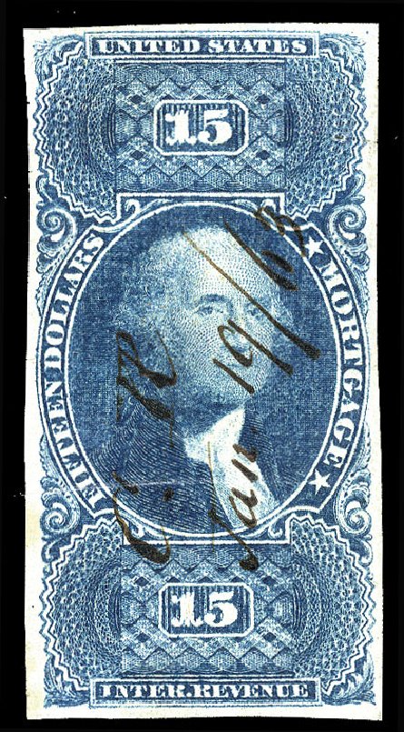 Value of US Stamp Scott Catalogue R97: US$15.00 1862 Revenue Mortgage. Cherrystone Auctions, Nov 2009, Sale 200911, Lot 3177