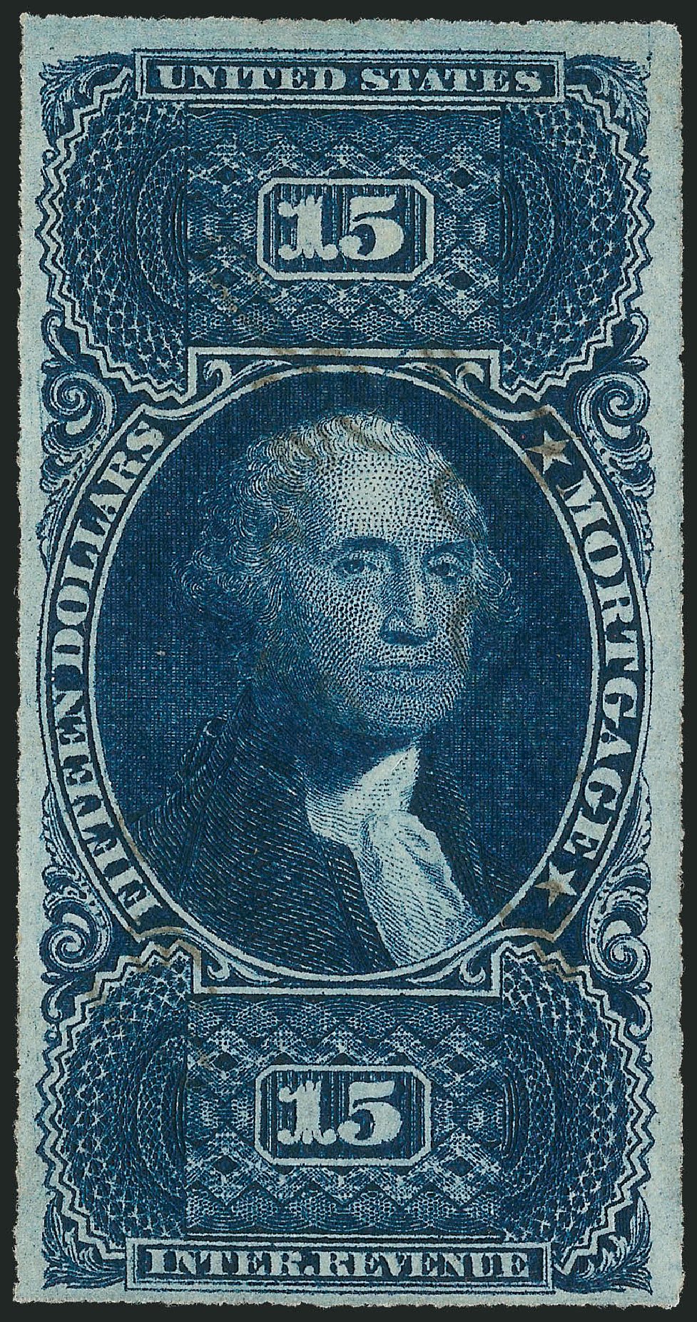 Values of US Stamps Scott Catalogue # R97 - 1862 US$15.00 Revenue Mortgage. Robert Siegel Auction Galleries, Nov 2013, Sale 1061, Lot 4289
