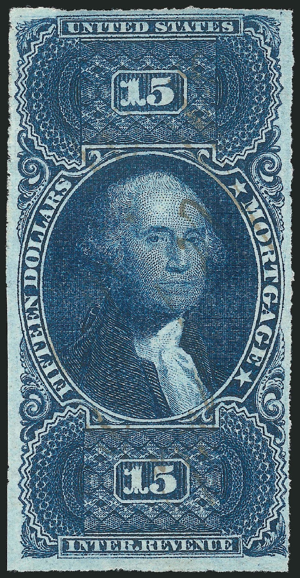 US Stamp Prices Scott R97 - 1862 US$15.00 Revenue Mortgage. Robert Siegel Auction Galleries, Nov 2013, Sale 1061, Lot 4290