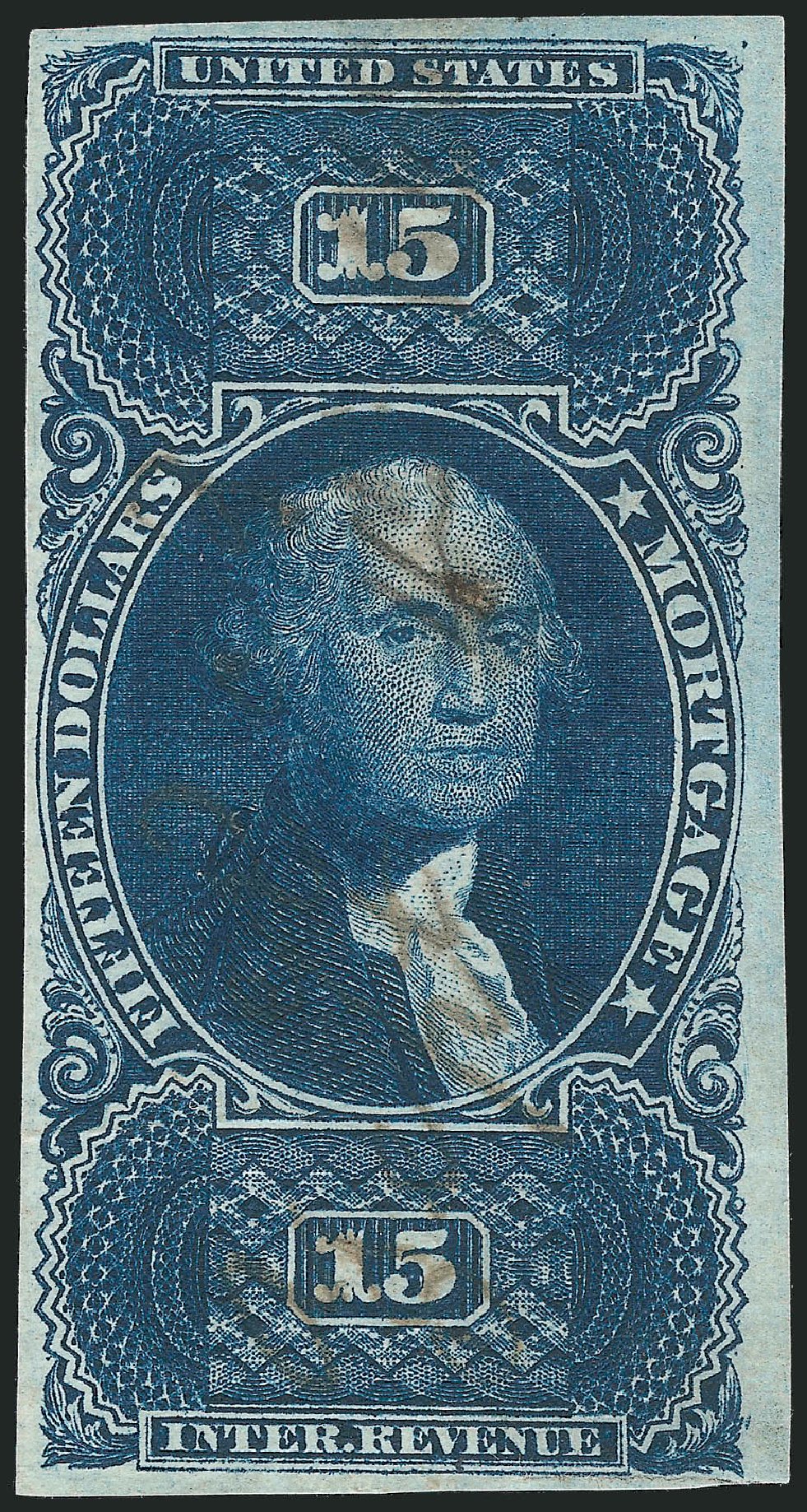 US Stamp Values Scott Catalog #R97 - US$15.00 1862 Revenue Mortgage. Robert Siegel Auction Galleries, Oct 2010, Sale 997, Lot 6581
