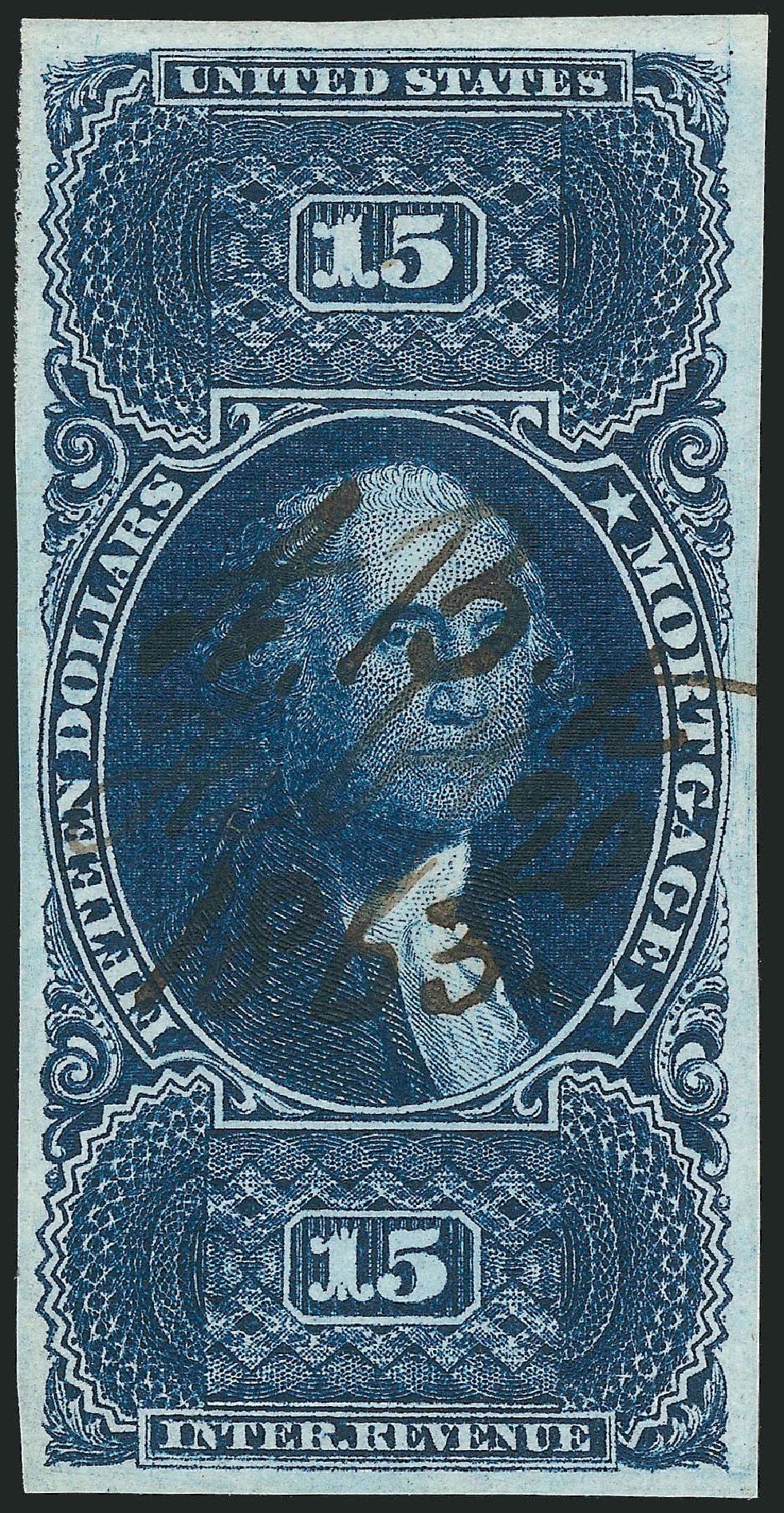 US Stamp Value Scott Catalog R97: US$15.00 1862 Revenue Mortgage. Robert Siegel Auction Galleries, Nov 2011, Sale 1015, Lot 34