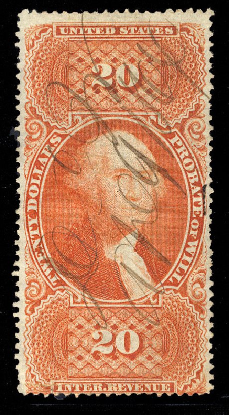 US Stamp Price Scott Cat. # R99 - US$20.00 1862 Revenue Probate of Will. Cherrystone Auctions, Mar 2009, Sale 200903, Lot 289