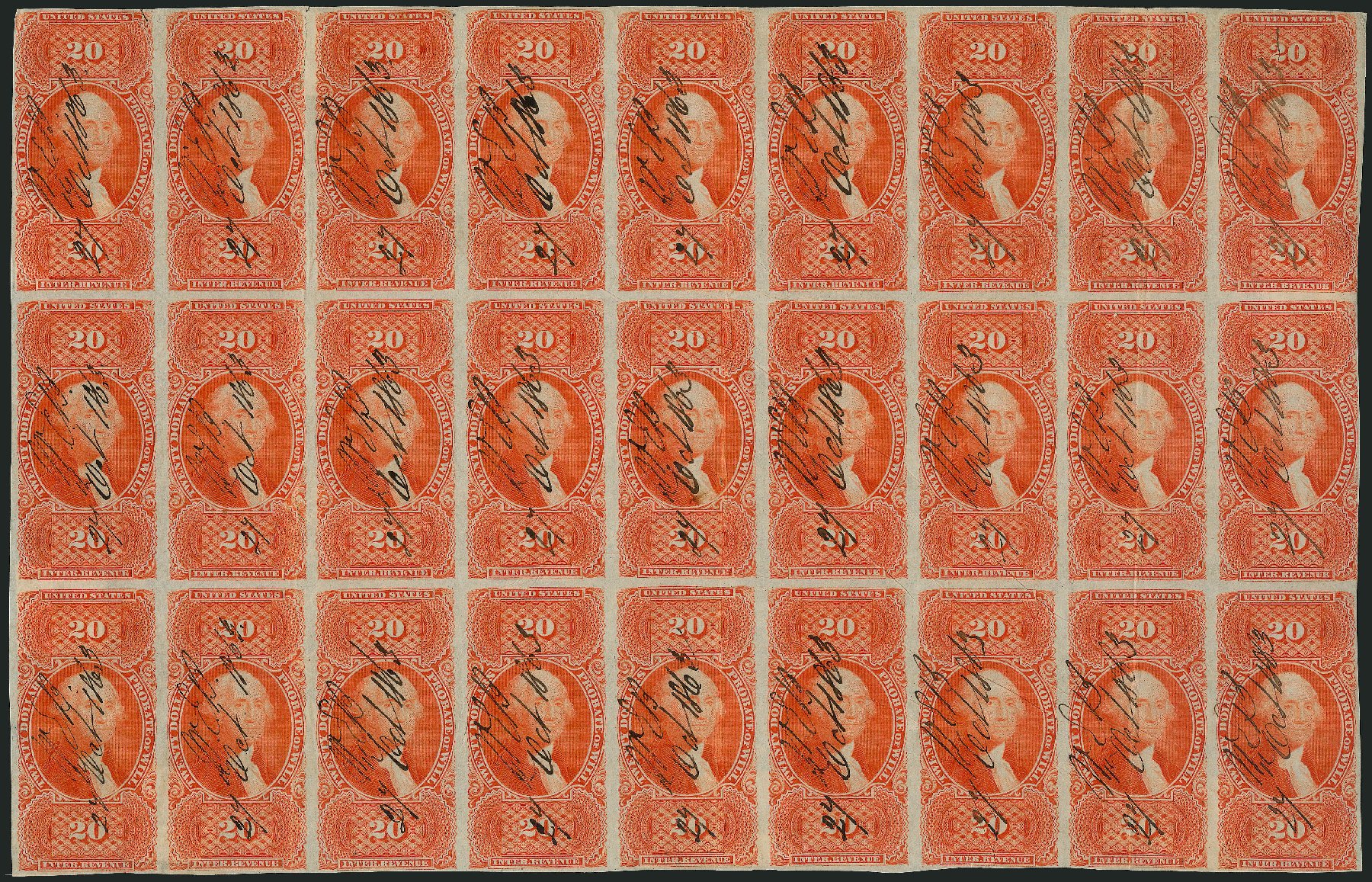 US Stamp Price Scott Catalogue R99 - US$20.00 1862 Revenue Probate of Will. Robert Siegel Auction Galleries, Dec 2014, Sale 1089, Lot 380
