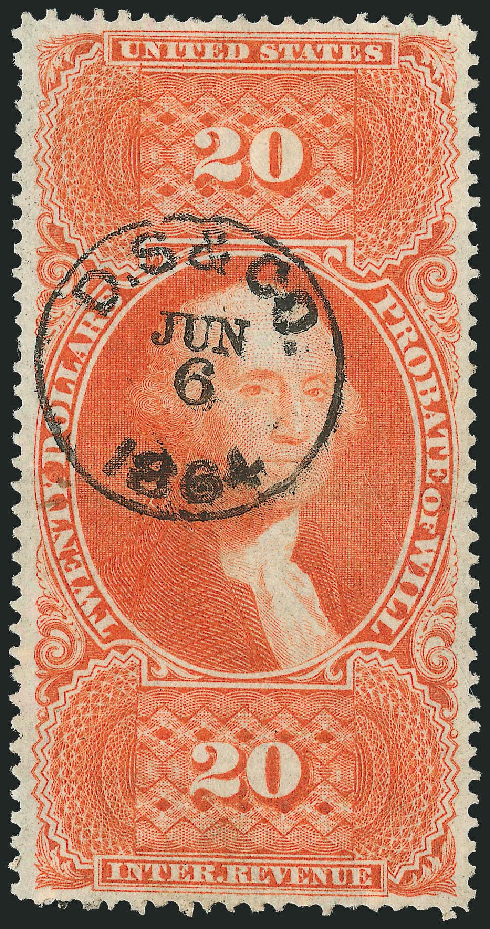 US Stamps Price Scott Cat. R99: US$20.00 1862 Revenue Probate of Will. Robert Siegel Auction Galleries, Dec 2014, Sale 1089, Lot 311