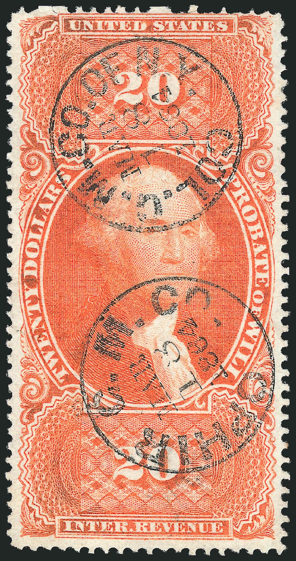 Prices of US Stamp Scott # R99 - US$20.00 1862 Revenue Probate of Will. Robert Siegel Auction Galleries, Nov 2013, Sale 1061, Lot 4292
