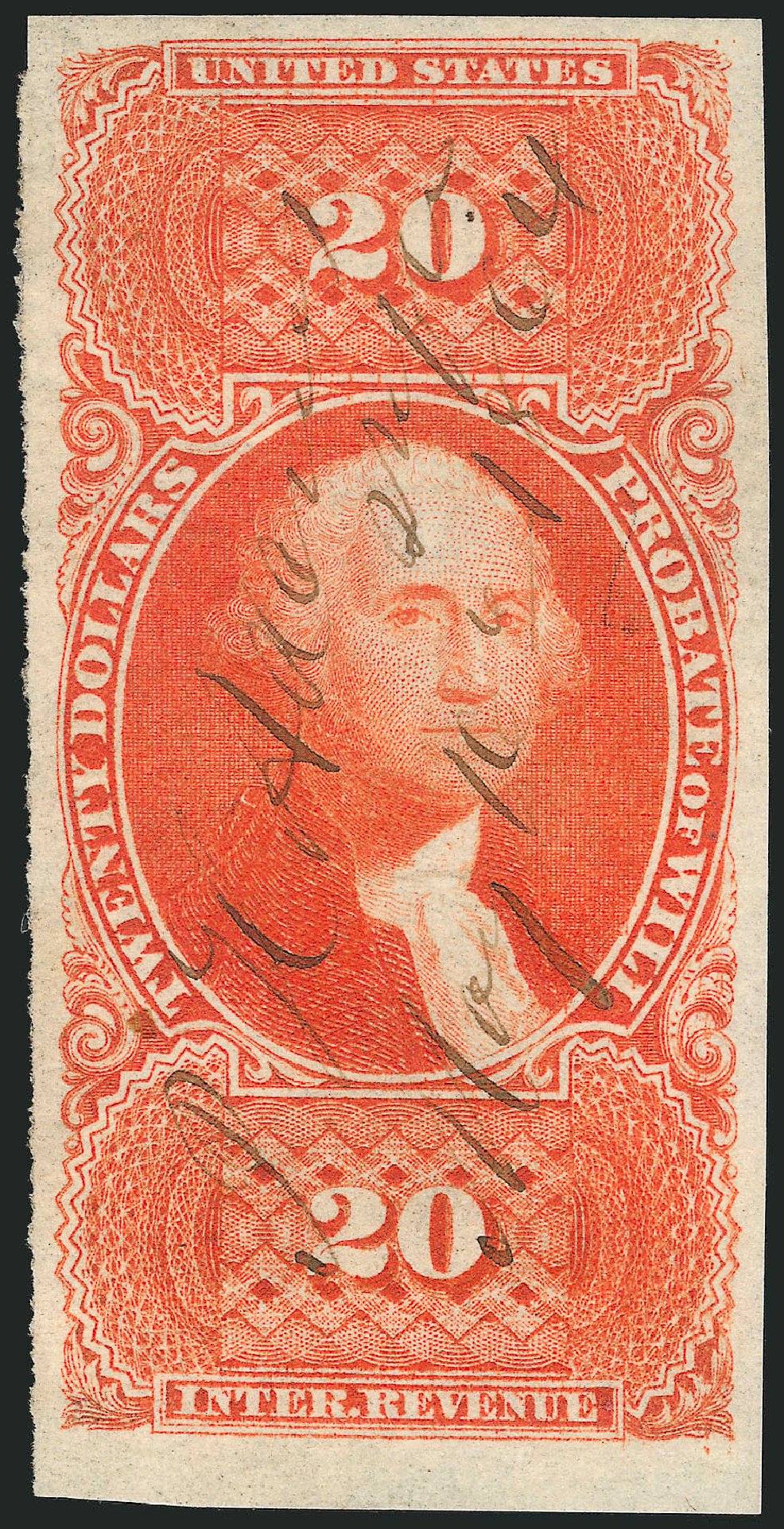 Cost of US Stamps Scott Cat. R99: US$20.00 1862 Revenue Probate of Will. Robert Siegel Auction Galleries, Dec 2014, Sale 1089, Lot 272