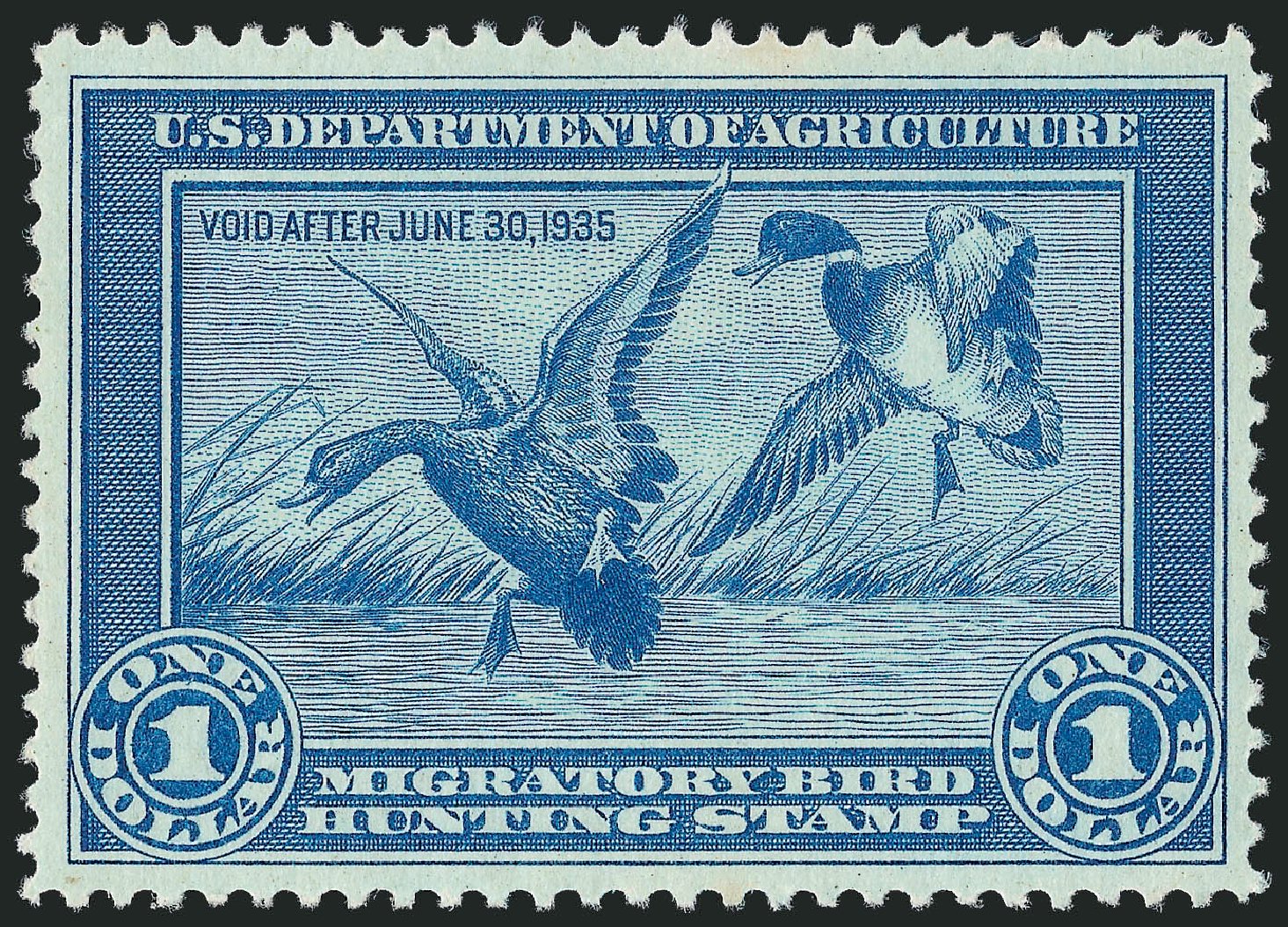 Values of US Stamps Scott Cat. RW1 - US$1.00 1934 Federal Duck Hunting. Robert Siegel Auction Galleries, Oct 2011, Sale 1014, Lot 2478