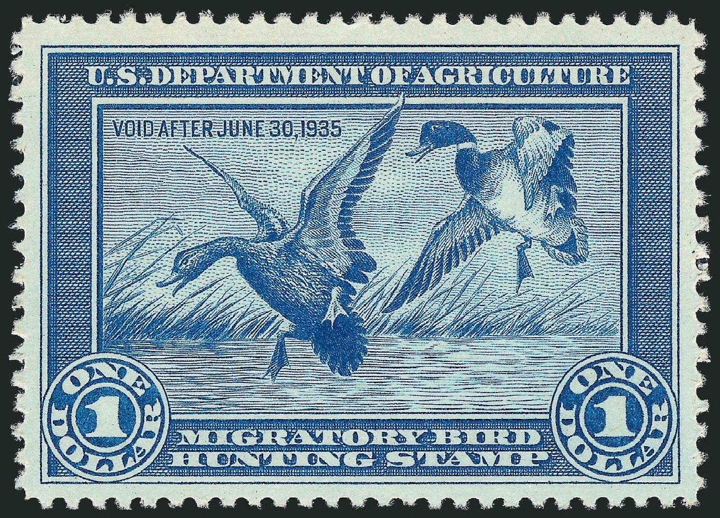 US Stamp Price Scott Cat. # RW1 - US$1.00 1934 Federal Duck Hunting. Robert Siegel Auction Galleries, Oct 2011, Sale 1014, Lot 2479