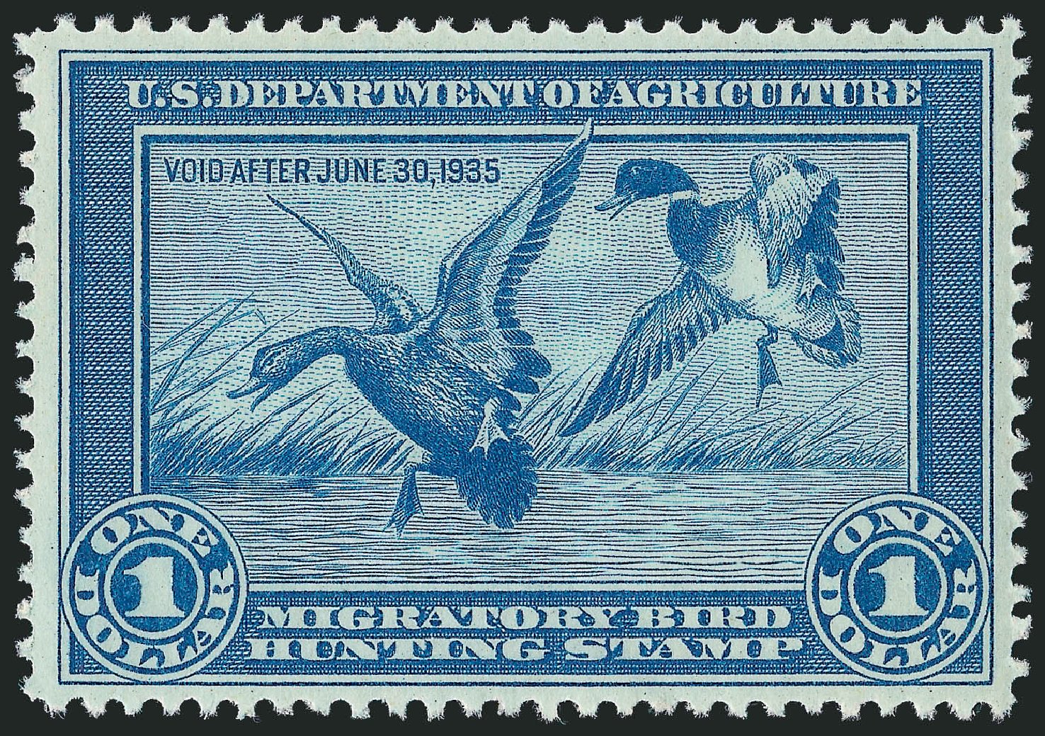 Cost of US Stamp Scott Catalogue # RW1 - US$1.00 1934 Federal Duck Hunting. Robert Siegel Auction Galleries, Oct 2010, Sale 997, Lot 6623