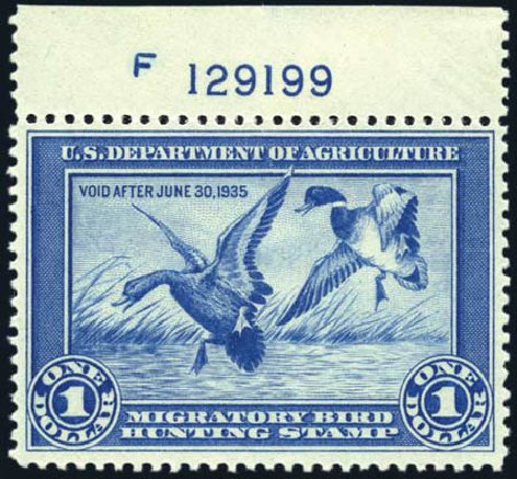 US Stamp Prices Scott # RW1: 1934 US$1.00 Federal Duck Hunting. Harmer-Schau Auction Galleries, Feb 2010, Sale 84, Lot 2136