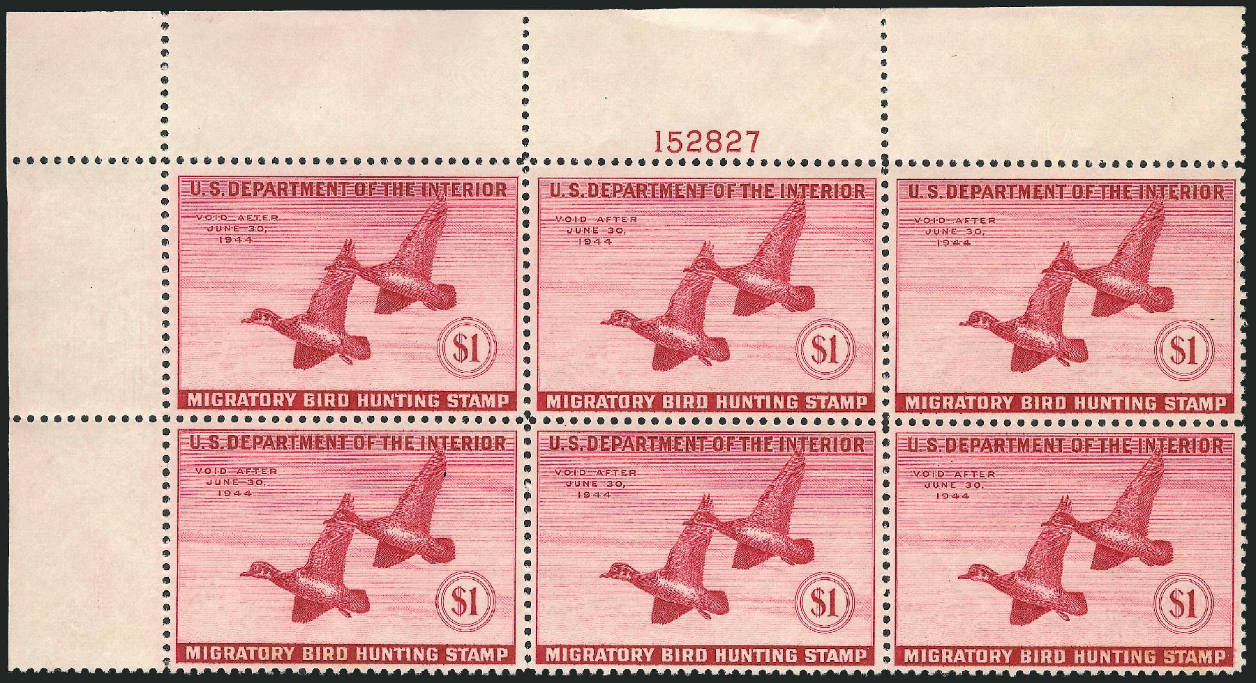US Stamps Price Scott Cat. RW10 - 1943 US$1.00 Federal Duck Hunting. Robert Siegel Auction Galleries, Oct 2010, Sale 997, Lot 6635