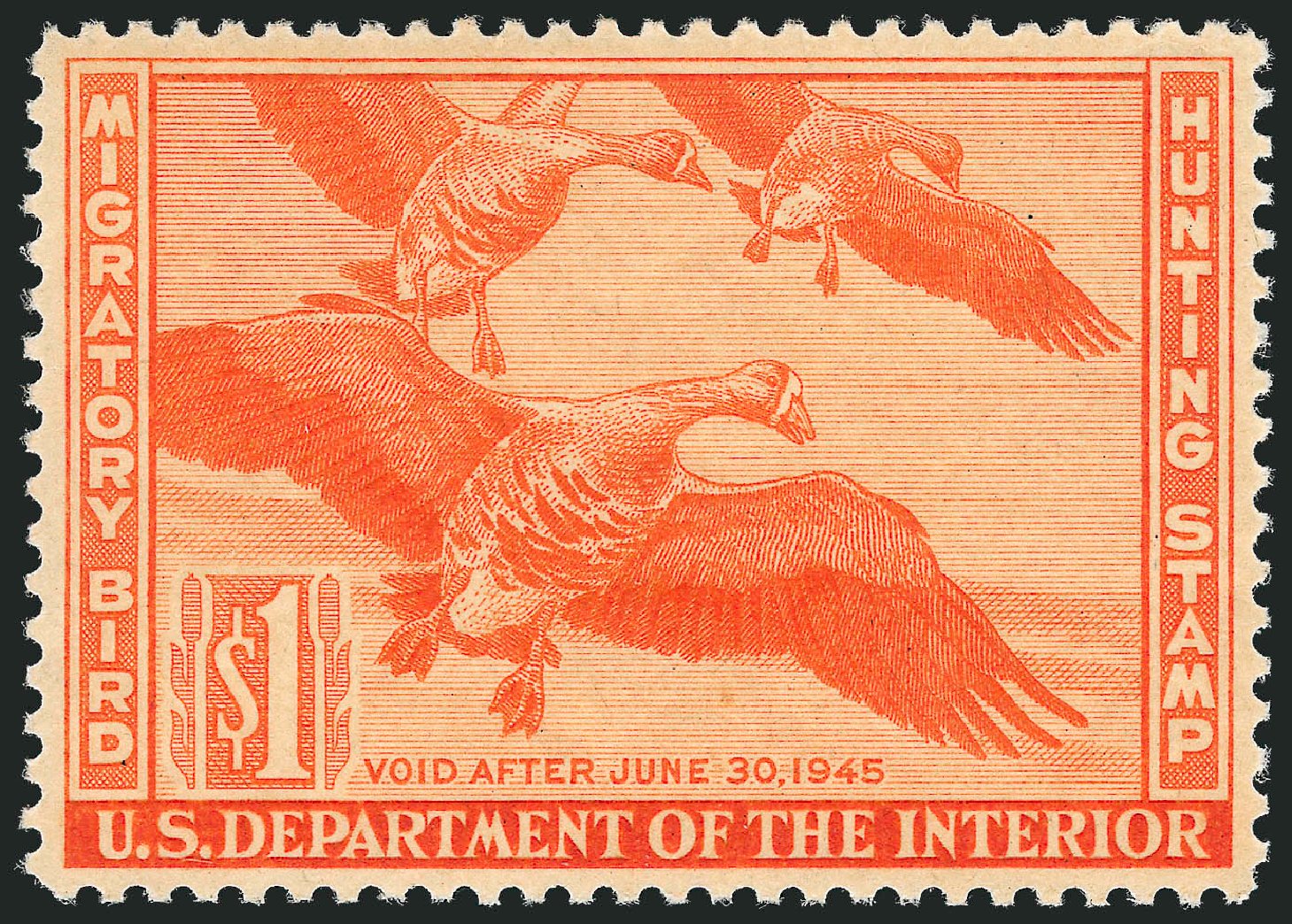 US Stamp Price Scott Cat. #RW11: US$1.00 1944 Federal Duck Hunting. Robert Siegel Auction Galleries, Dec 2010, Sale 1000, Lot 1338