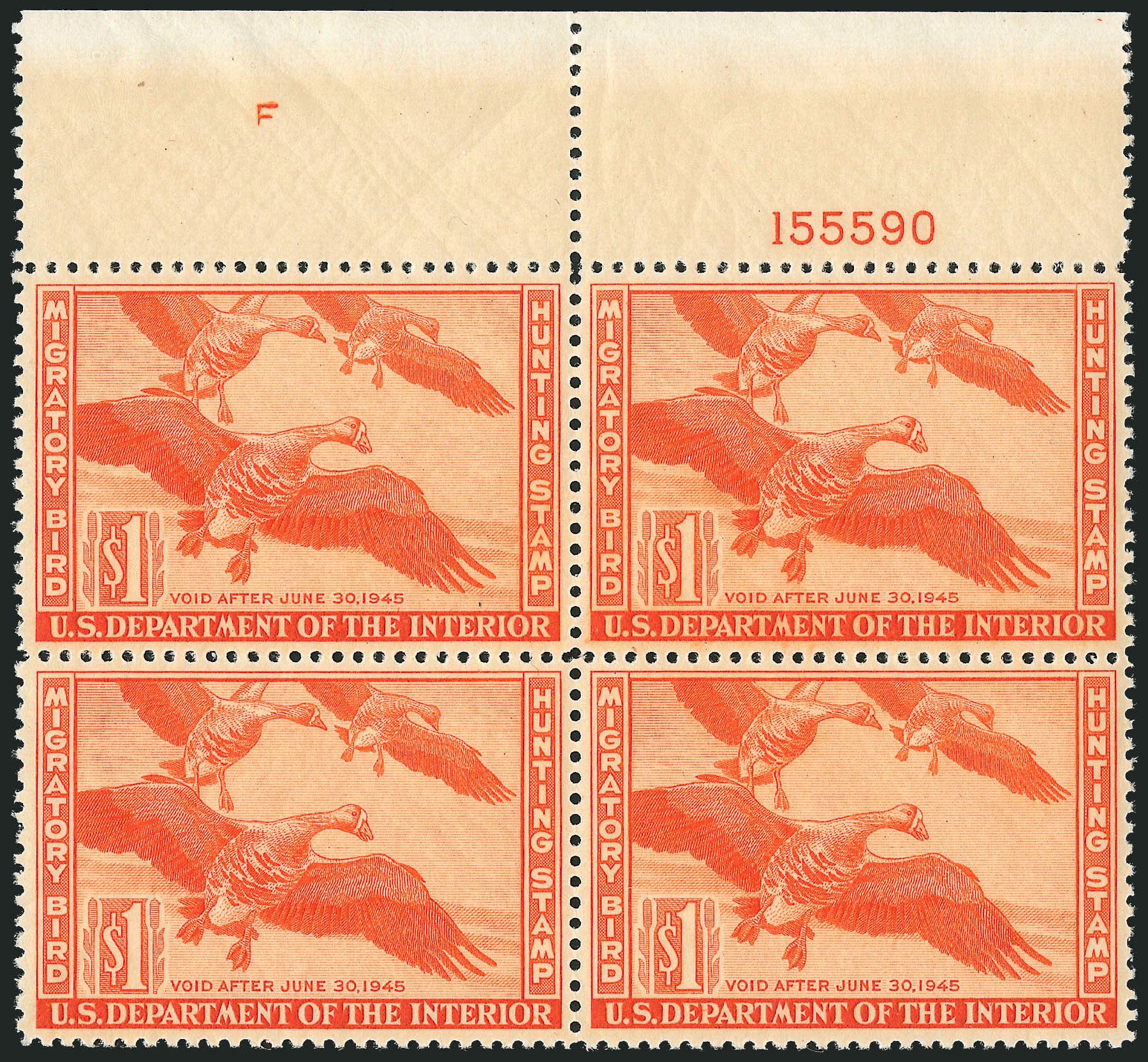 Costs of US Stamps Scott Catalog RW11 - 1944 US$1.00 Federal Duck Hunting. Robert Siegel Auction Galleries, Oct 2010, Sale 997, Lot 6638