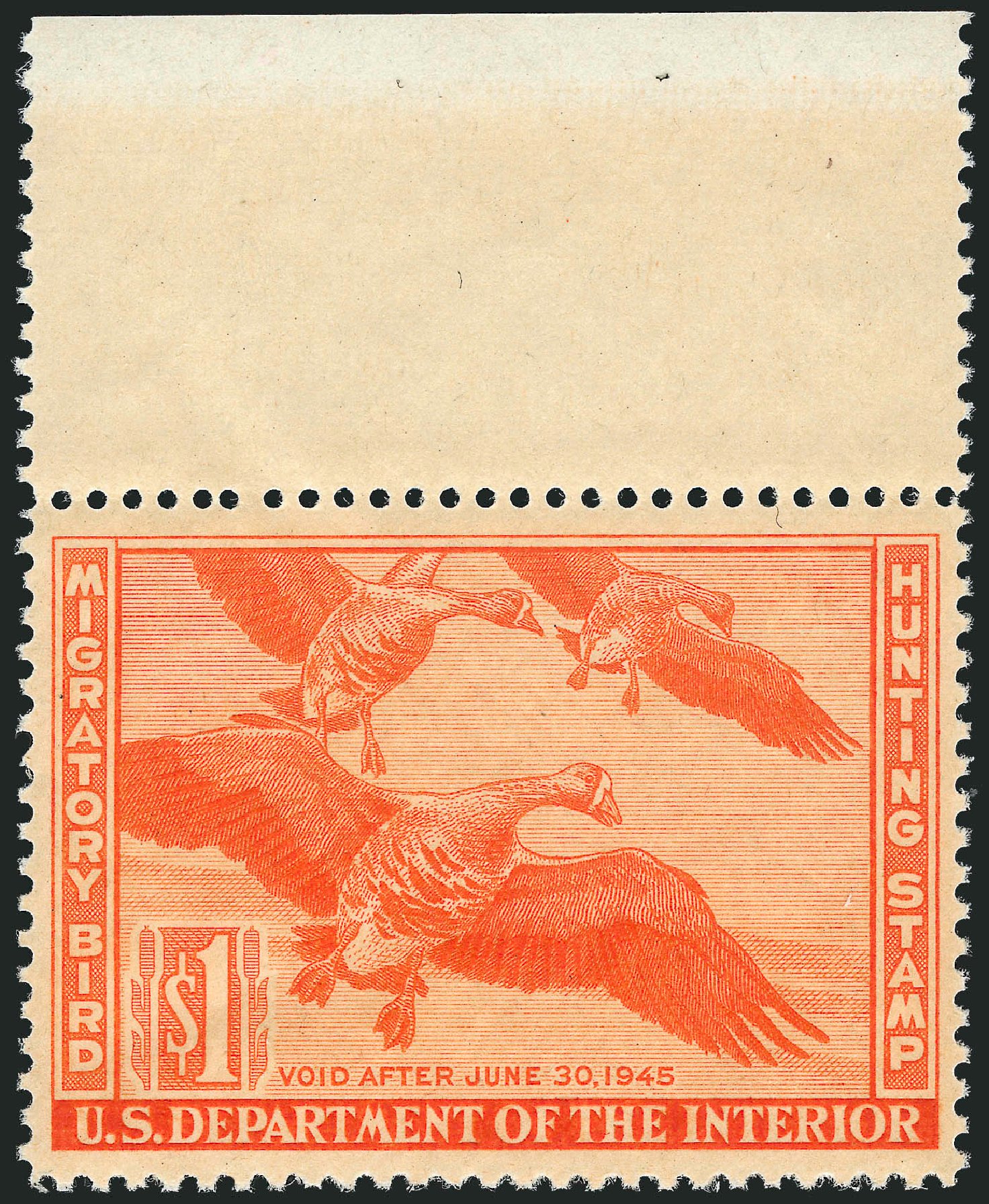 Values of US Stamps Scott RW11 - 1944 US$1.00 Federal Duck Hunting. Robert Siegel Auction Galleries, Mar 2012, Sale 1019, Lot 1085