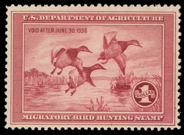US Stamp Price Scott Catalogue RW2 - 1935 US$1.00 Federal Duck Hunting. Daniel Kelleher Auctions, Oct 2011, Sale 626, Lot 677