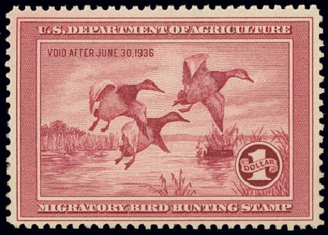 Price of US Stamps Scott Cat. # RW2 - 1935 US$1.00 Federal Duck Hunting. Daniel Kelleher Auctions, Feb 2013, Sale 634, Lot 447