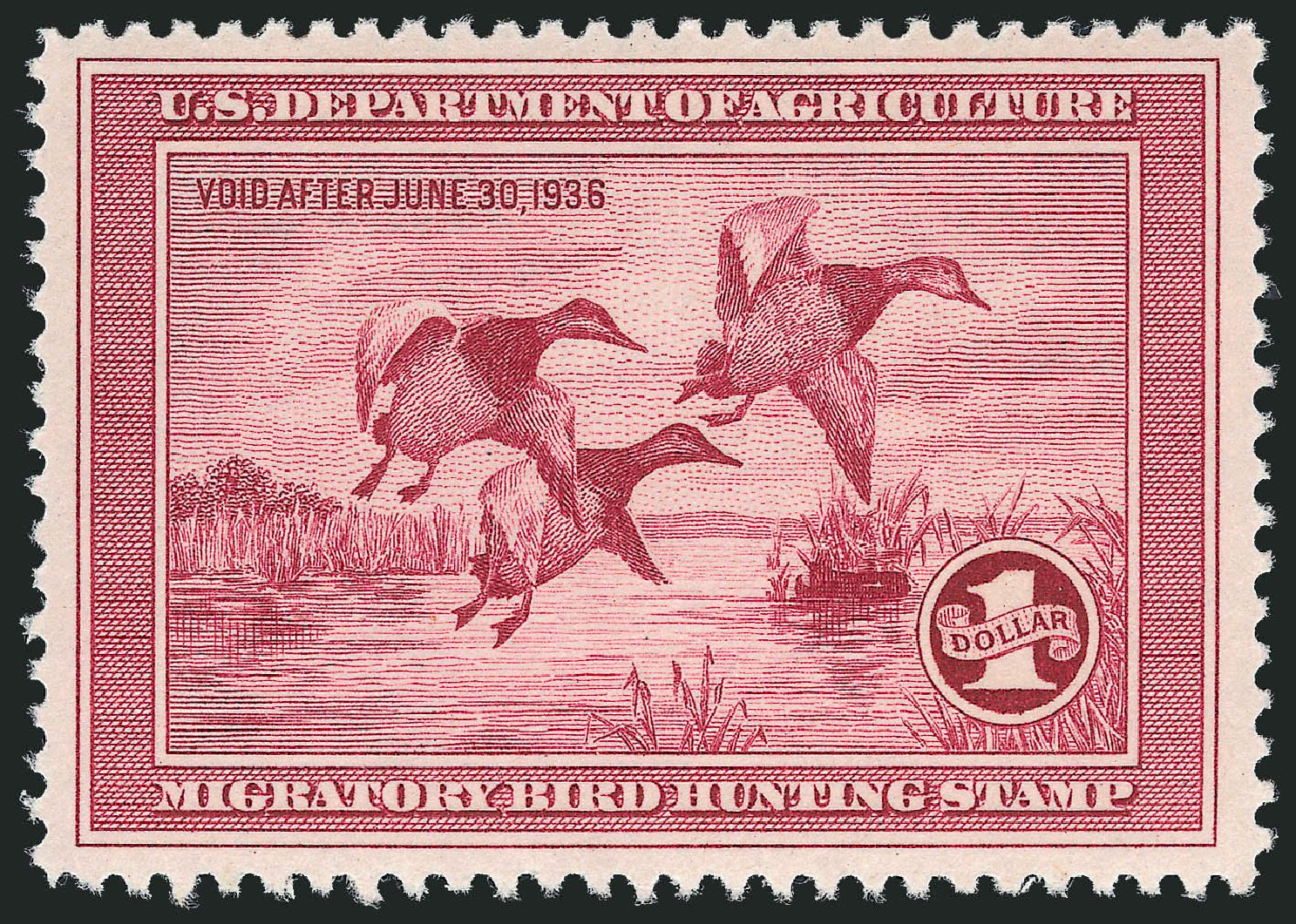 US Stamp Value Scott Cat. #RW2 - 1935 US$1.00 Federal Duck Hunting. Robert Siegel Auction Galleries, Oct 2010, Sale 997, Lot 6627