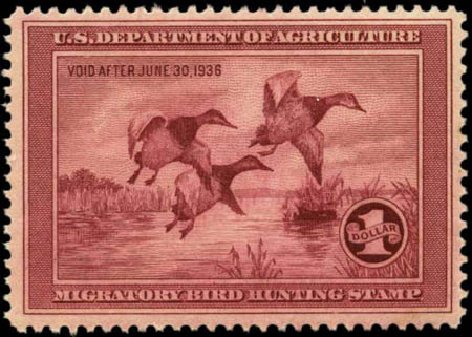 US Stamp Value Scott Catalog # RW2 - 1935 US$1.00 Federal Duck Hunting. Harmer-Schau Auction Galleries, Feb 2012, Sale 92, Lot 1588