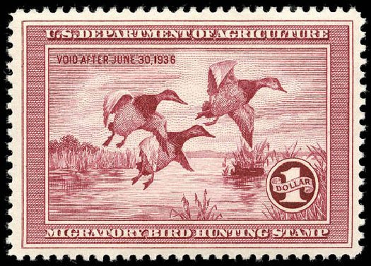 Cost of US Stamps Scott Catalog #RW2: 1935 US$1.00 Federal Duck Hunting. Matthew Bennett International, Apr 2008, Sale 326, Lot 909