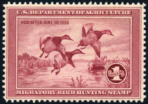 Values of US Stamp Scott #RW2 - 1935 US$1.00 Federal Duck Hunting. Harmer-Schau Auction Galleries, Feb 2010, Sale 84, Lot 2139