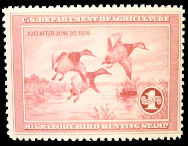 Price of US Stamp Scott #RW2 - US$1.00 1935 Federal Duck Hunting. Daniel Kelleher Auctions, May 2014, Sale 652, Lot 999