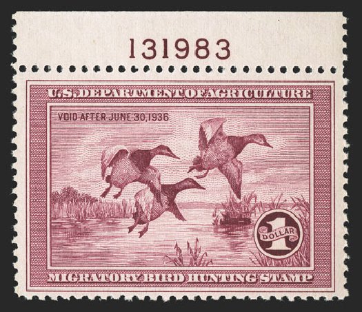 Price of US Stamp Scott Catalogue RW2: US$1.00 1935 Federal Duck Hunting. Spink Shreves Galleries, Nov 2012, Sale 141, Lot 239