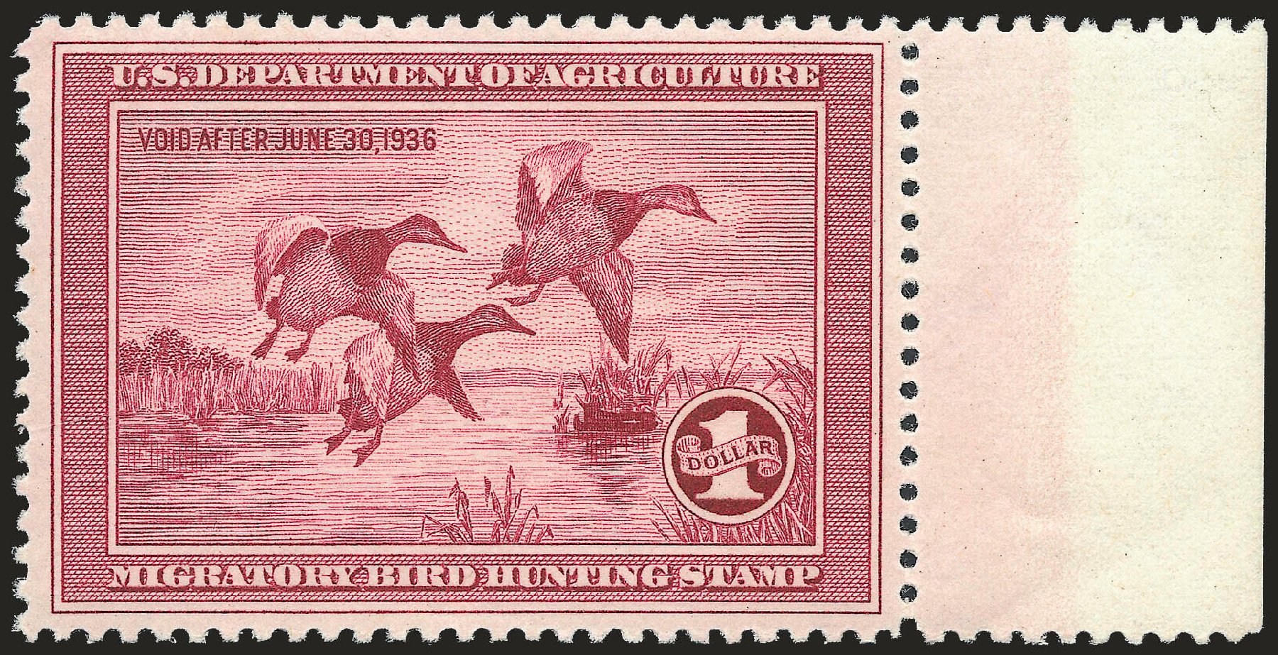 Costs of US Stamps Scott Cat. #RW2 - US$1.00 1935 Federal Duck Hunting. Robert Siegel Auction Galleries, Dec 2008, Sale 967, Lot 5354