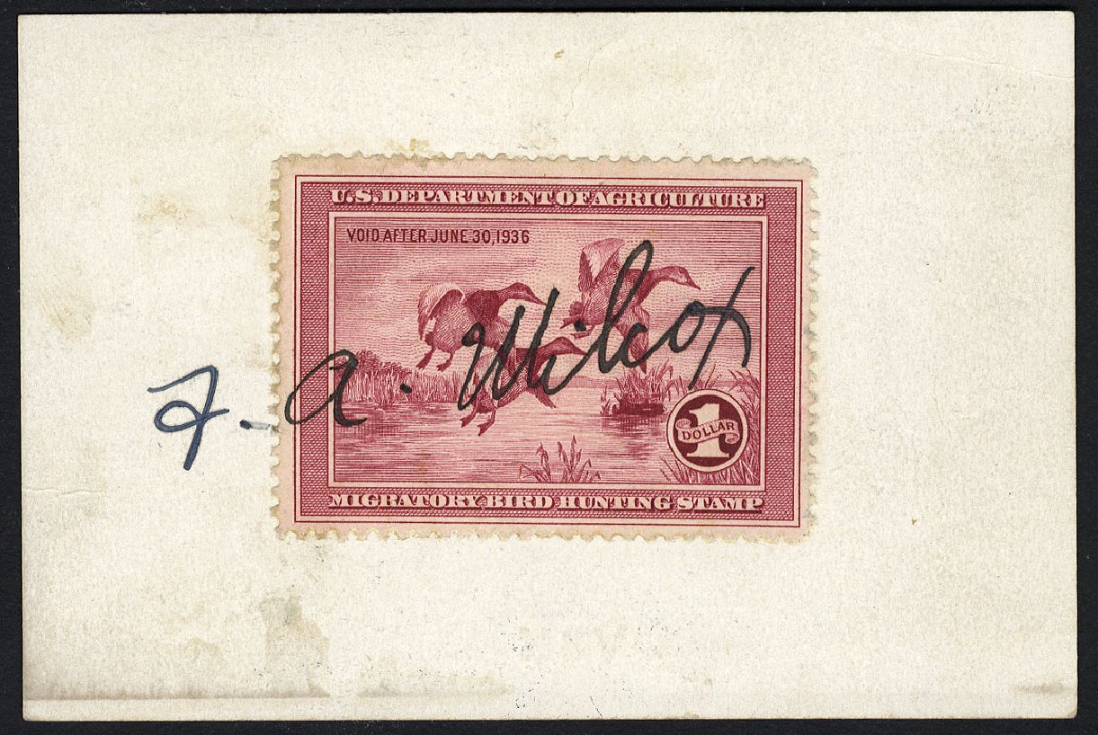 US Stamps Price Scott Catalogue # RW2 - 1935 US$1.00 Federal Duck Hunting. Cherrystone Auctions, Nov 2010, Sale 201011, Lot 235