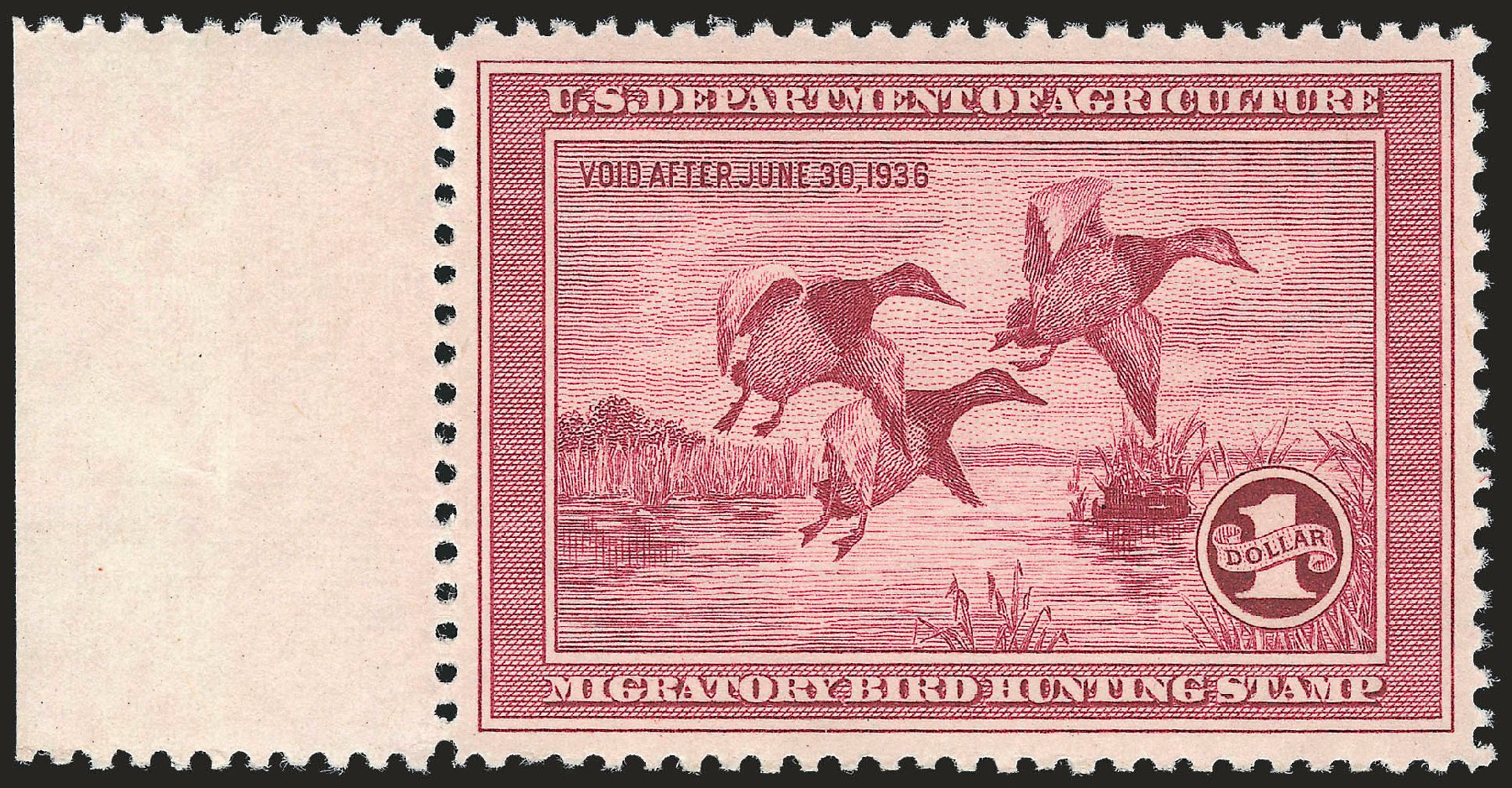 Price of US Stamps Scott Cat. #RW2: US$1.00 1935 Federal Duck Hunting. Robert Siegel Auction Galleries, Jun 2009, Sale 975, Lot 2315