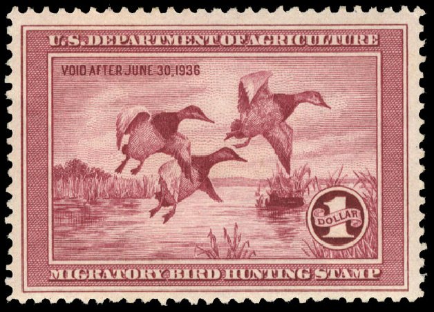 Costs of US Stamp Scott Cat. RW2 - 1935 US$1.00 Federal Duck Hunting. Cherrystone Auctions, Mar 2010, Sale 201003, Lot 243