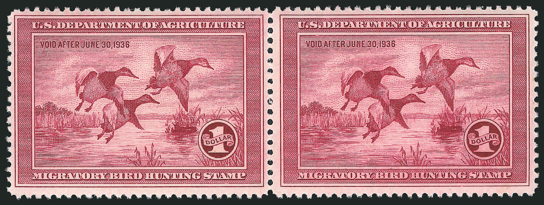 Value of US Stamp Scott Catalog RW2 - US$1.00 1935 Federal Duck Hunting. Robert Siegel Auction Galleries, Oct 2011, Sale 1014, Lot 2483