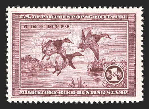 Price of US Stamps Scott Catalog #RW2: US$1.00 1935 Federal Duck Hunting. Spink Shreves Galleries, Mar 2013, Sale 142, Lot 473