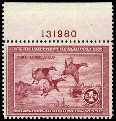 US Stamp Prices Scott Cat. RW2 - US$1.00 1935 Federal Duck Hunting. Matthew Bennett International, Mar 2012, Sale 344, Lot 4876
