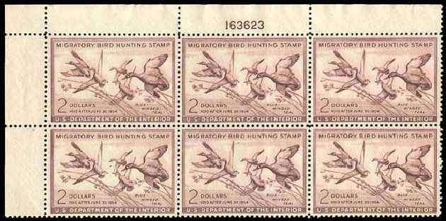 Values of US Stamp Scott Cat. # RW20: US$2.00 1953 Federal Duck Hunting. Matthew Bennett International, Dec 2008, Sale 330, Lot 2067