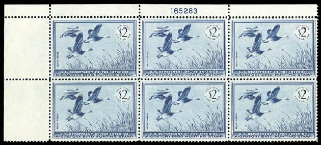 Values of US Stamp Scott Cat. # RW22: 1955 US$2.00 Federal Duck Hunting. Matthew Bennett International, Dec 2008, Sale 330, Lot 2074