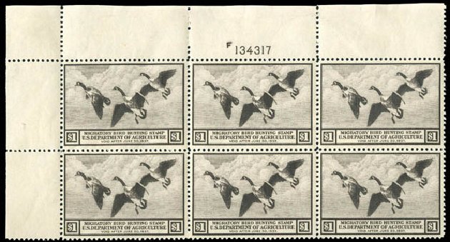 US Stamps Value Scott # RW3: US$1.00 1936 Federal Duck Hunting. Matthew Bennett International, Dec 2008, Sale 330, Lot 2039