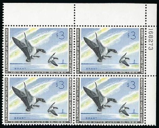 Costs of US Stamp Scott Cat. #RW30 - US$3.00 1963 Federal Duck Hunting. Spink Shreves Galleries, Jul 2015, Sale 151, Lot 448