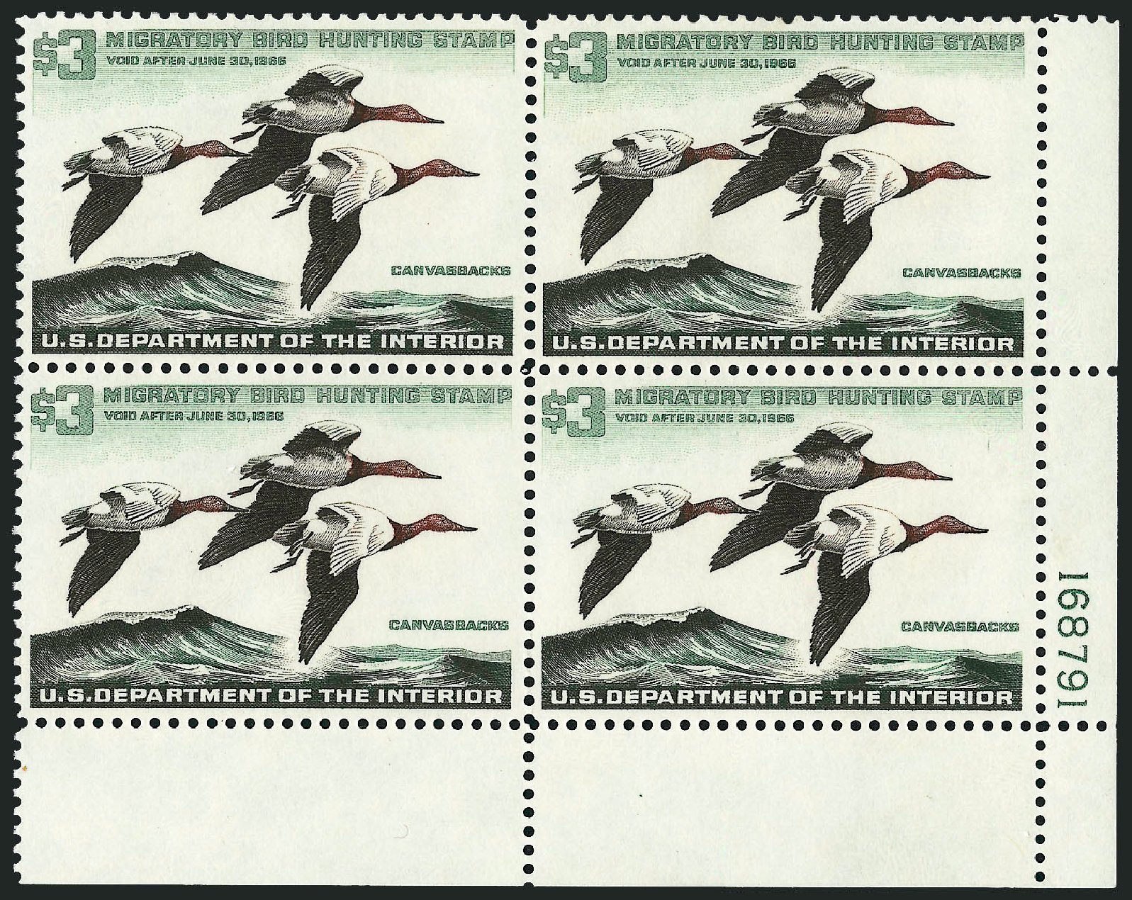 Cost of US Stamp Scott Catalog # RW32 - 1965 US$3.00 Federal Duck Hunting. Robert Siegel Auction Galleries, Nov 2013, Sale 1061, Lot 4538