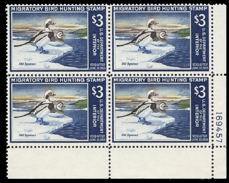 US Stamps Values Scott Cat. RW34: US$3.00 1967 Federal Duck Hunting. Cherrystone Auctions, Jun 2010, Sale 201006, Lot 56