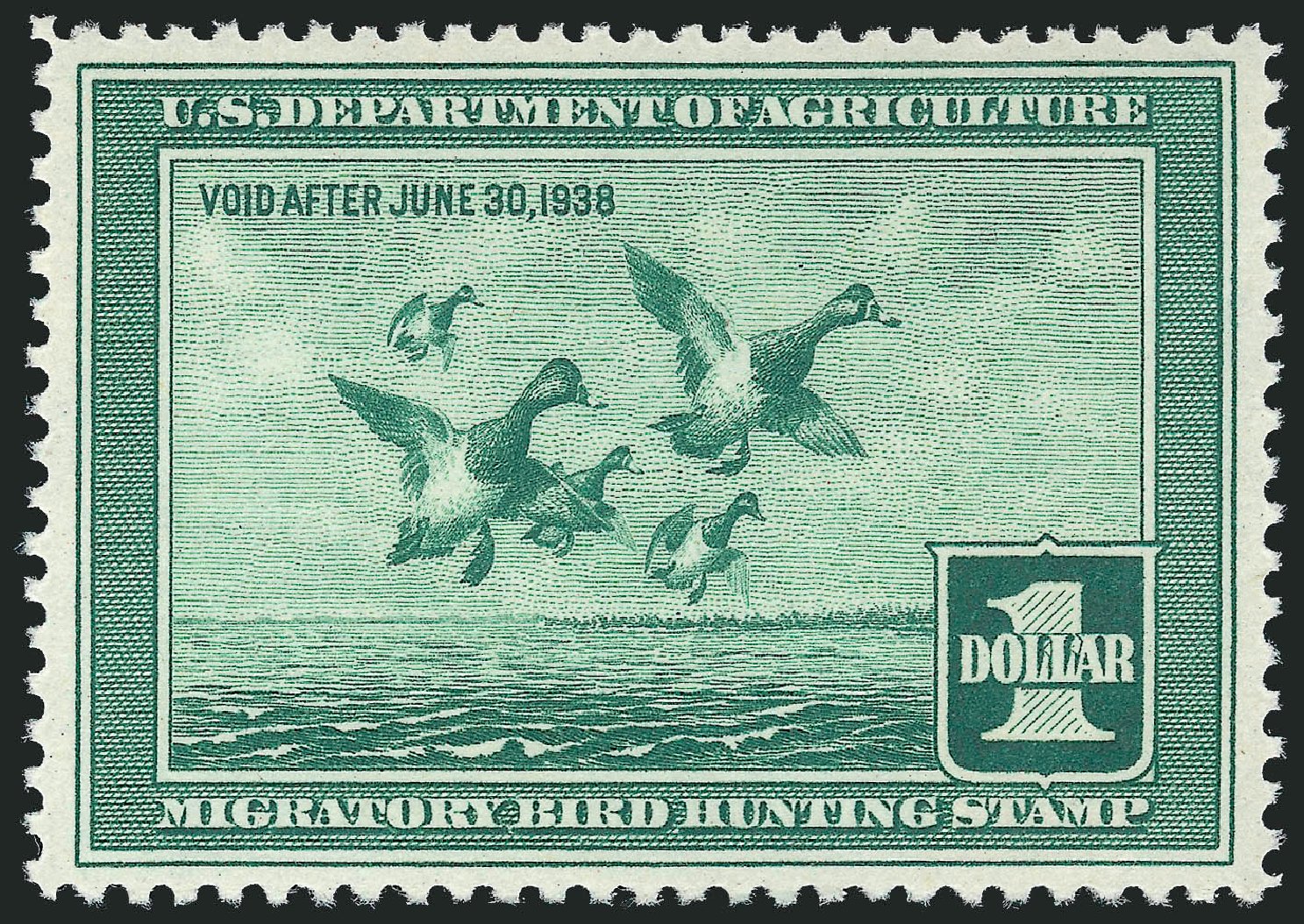 Price of US Stamp Scott #RW4: US$1.00 1937 Federal Duck Hunting. Robert Siegel Auction Galleries, Dec 2009, Sale 982, Lot 6210