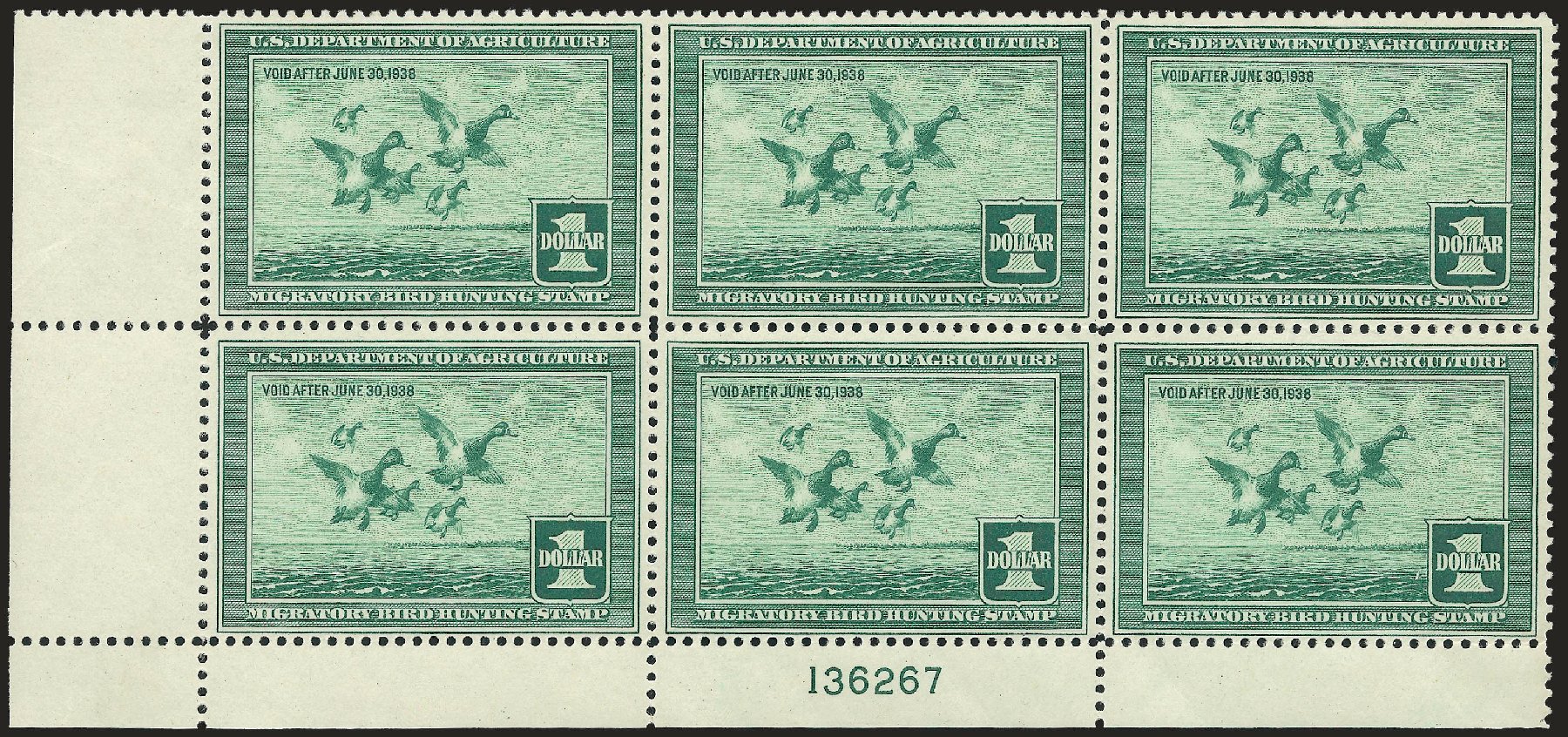 US Stamp Price Scott Catalog RW4: US$1.00 1937 Federal Duck Hunting. Robert Siegel Auction Galleries, Sep 2009, Sale 976, Lot 2372