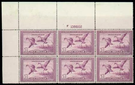 Values of US Stamp Scott Catalogue # RW5 - 1938 US$1.00 Federal Duck Hunting. Matthew Bennett International, Dec 2007, Sale 325, Lot 2707