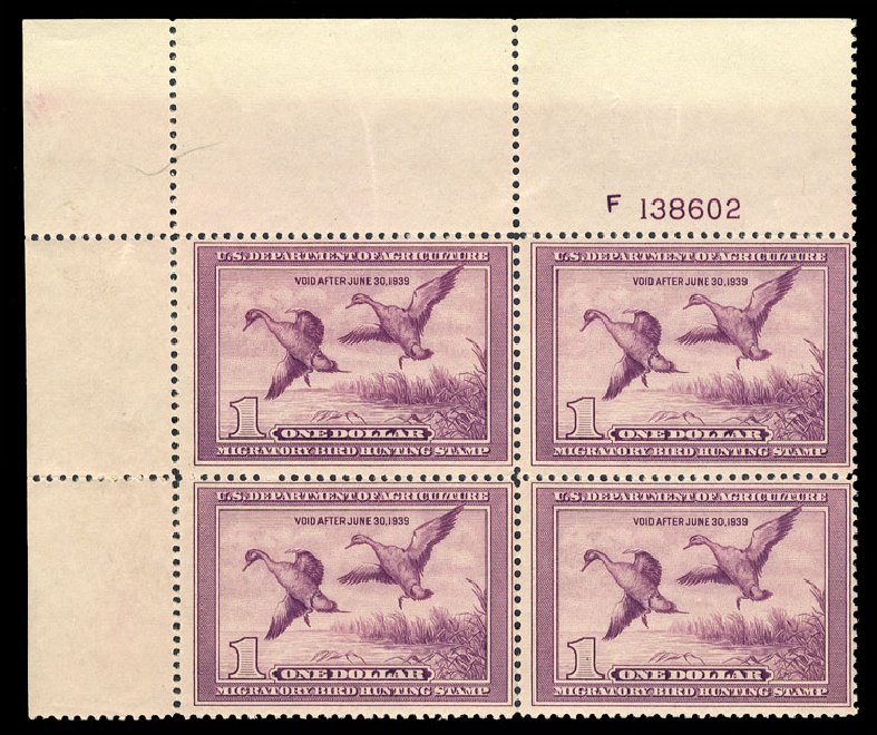 US Stamps Prices Scott Catalog # RW5 - US$1.00 1938 Federal Duck Hunting. Cherrystone Auctions, Jun 2010, Sale 201006, Lot 48