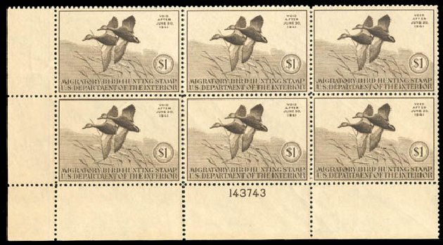 US Stamps Prices Scott Cat. # RW7 - US$1.00 1940 Federal Duck Hunting. Matthew Bennett International, Dec 2008, Sale 330, Lot 2043