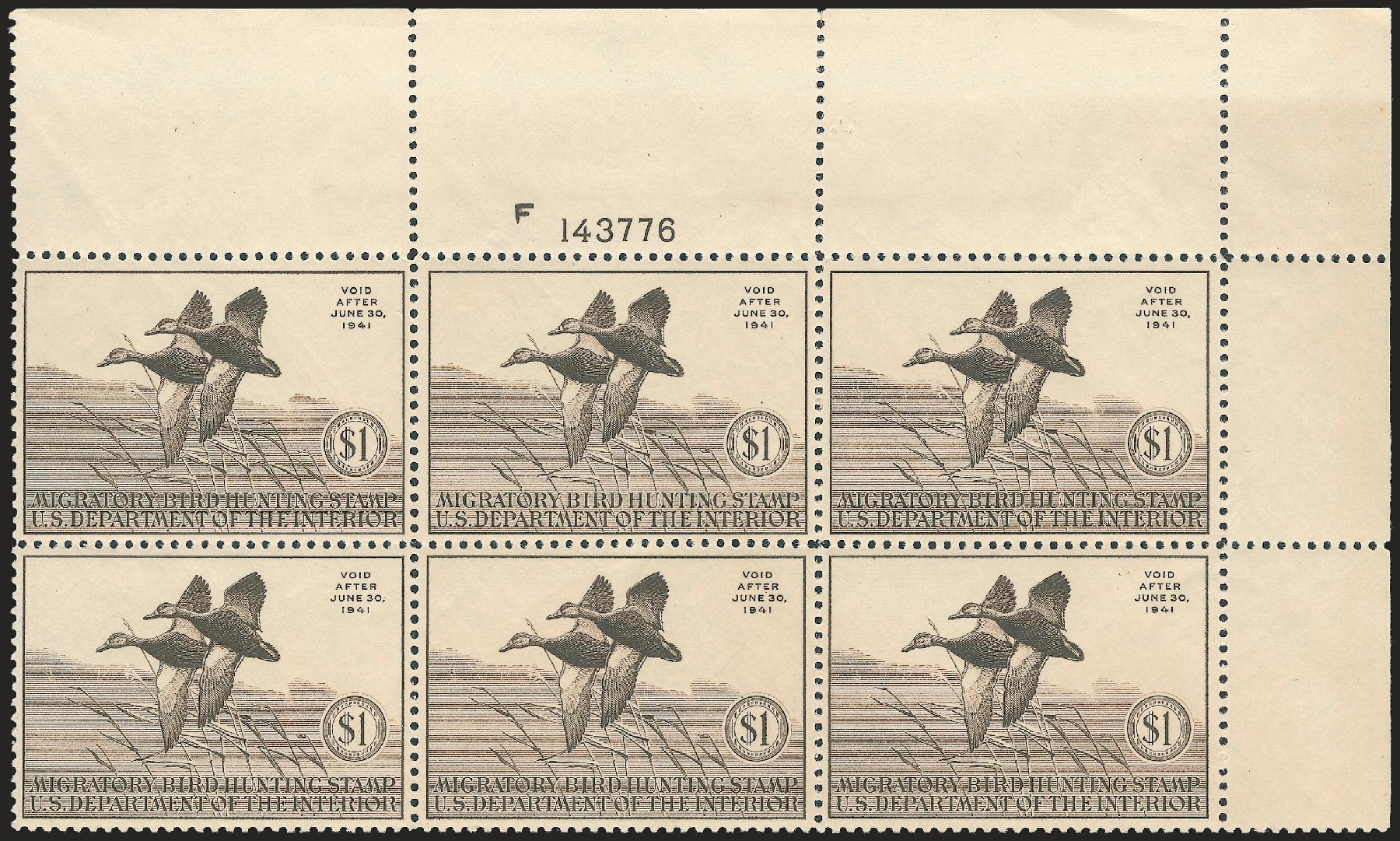 Price of US Stamps Scott Cat. # RW7: US$1.00 1940 Federal Duck Hunting. Robert Siegel Auction Galleries, Jun 2009, Sale 975, Lot 2316