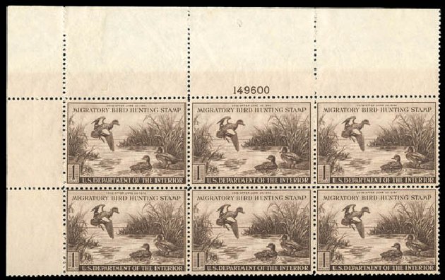Prices of US Stamps Scott Catalogue # RW9 - US$1.00 1942 Federal Duck Hunting. Matthew Bennett International, Dec 2008, Sale 330, Lot 2046